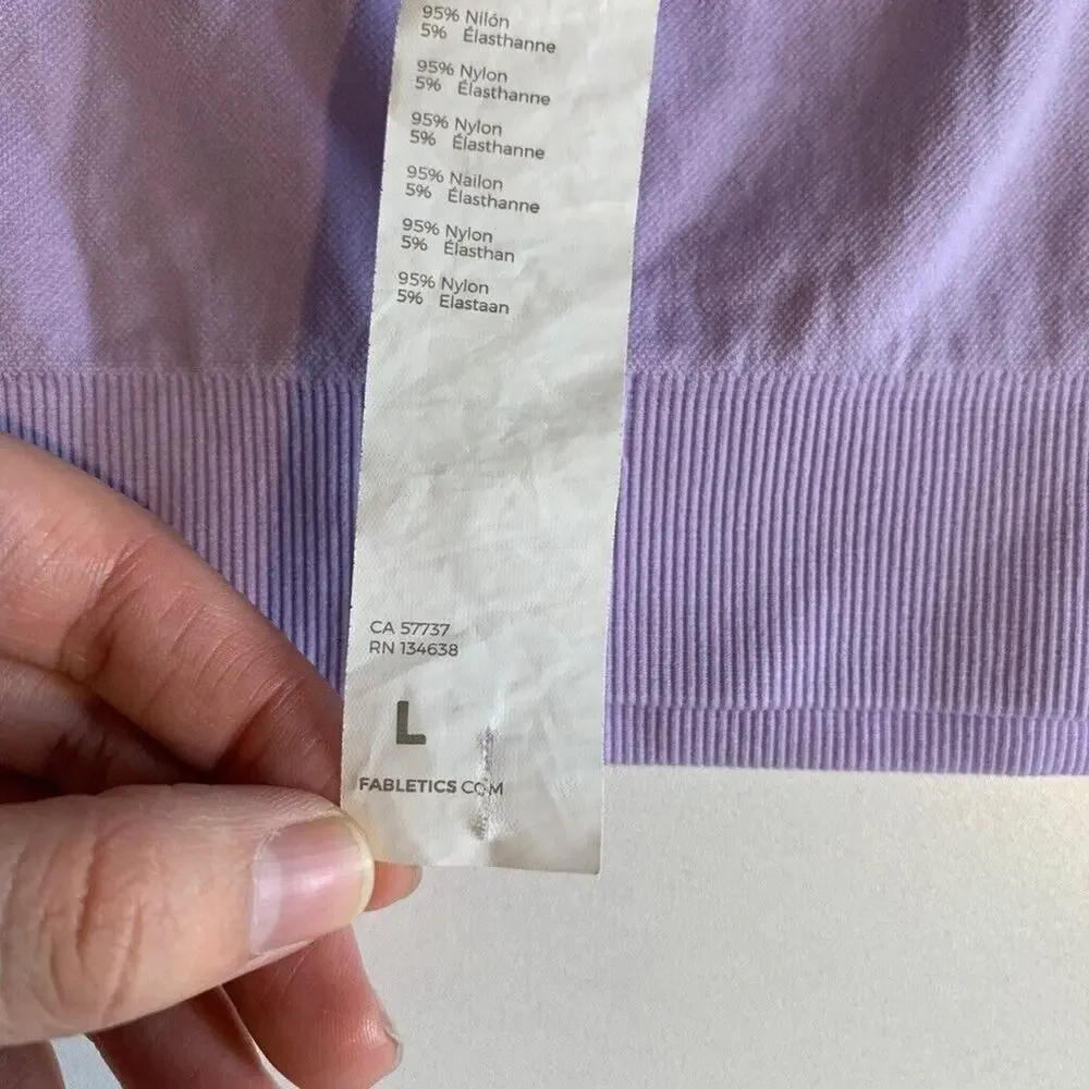 Fabletics Sports Bra Womens L‎ Large Lavender Jas Seamless Ribbed Square Neck